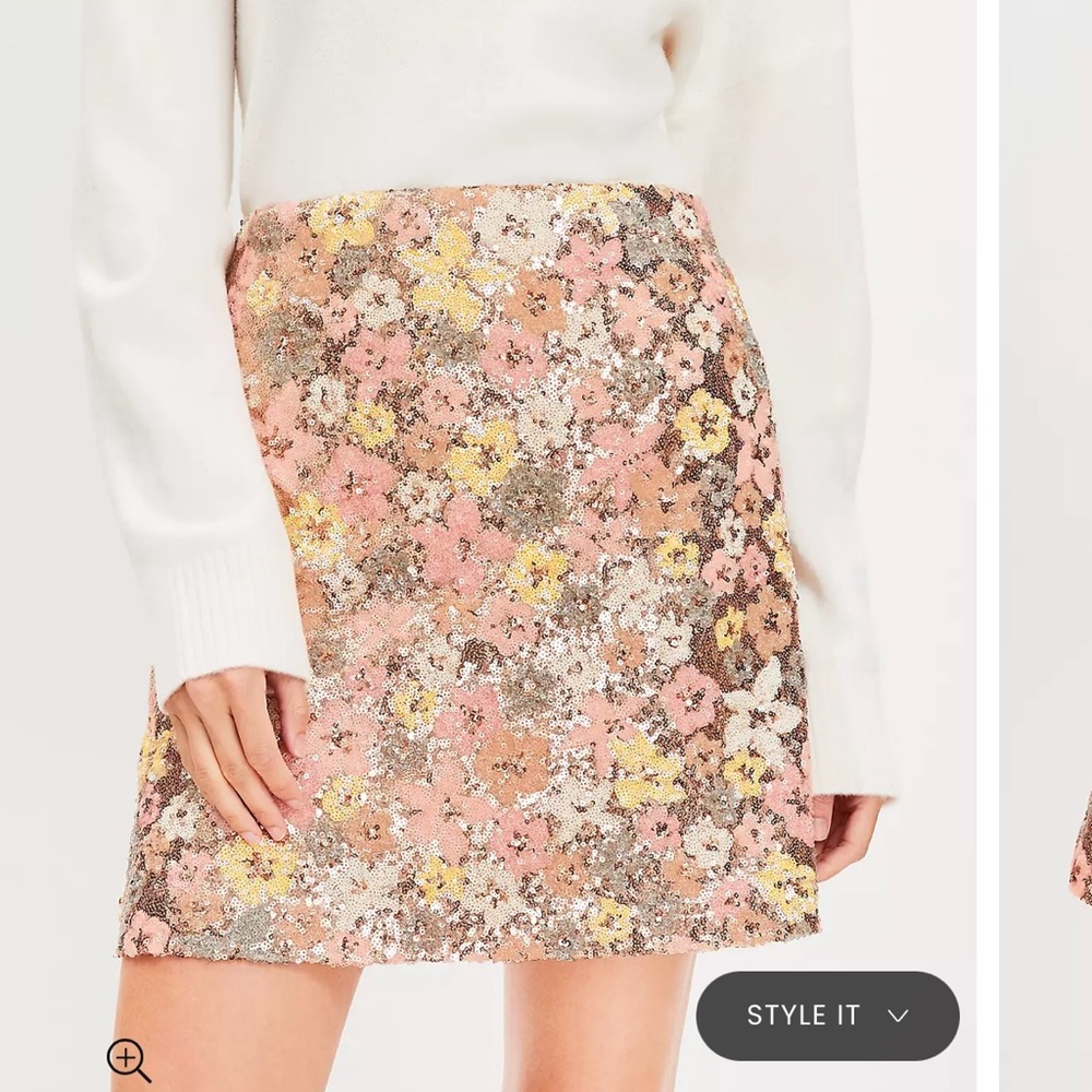 Floral Sequin Mini Skirt
